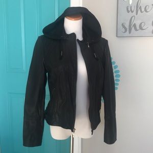Cole Haan Leather Jacket w/hood